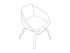 A line drawing - Always Side Chair–Wood Base