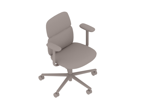 Een generieke rendering - Asari-stoel – middelhoge rugleuning – vaste armleuningen