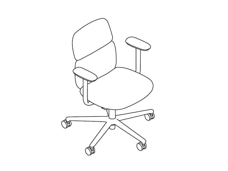 A line drawing - Asari Chair – Mid Back – Fixed Arms