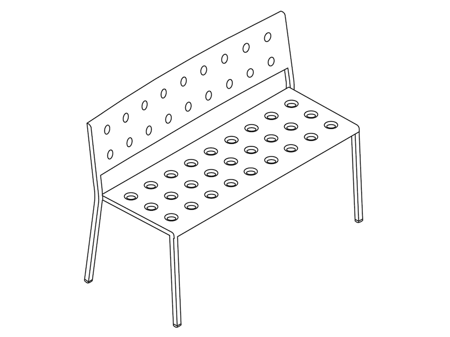 A line drawing - Balcony Dining Bench–Armless