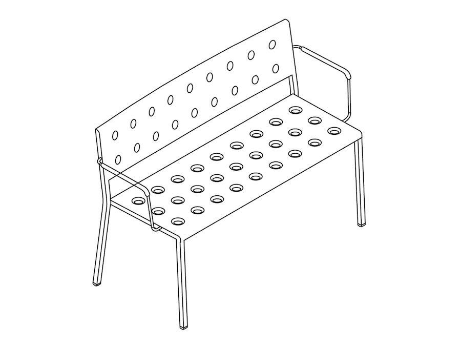 A line drawing - Balcony Dining Bench–With Arms
