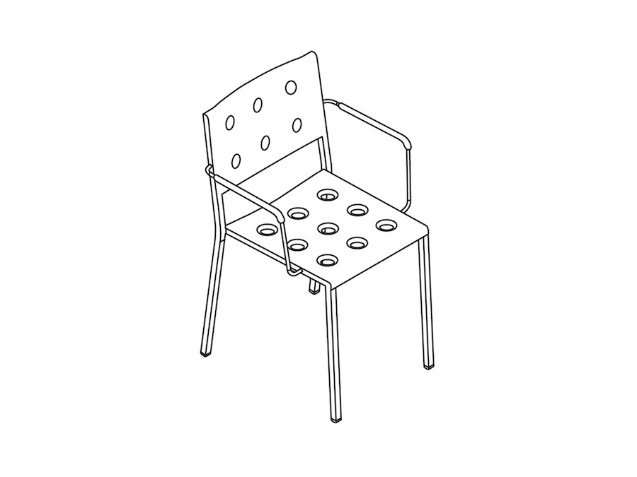 A line drawing - Balcony Dining Chair–With Arms