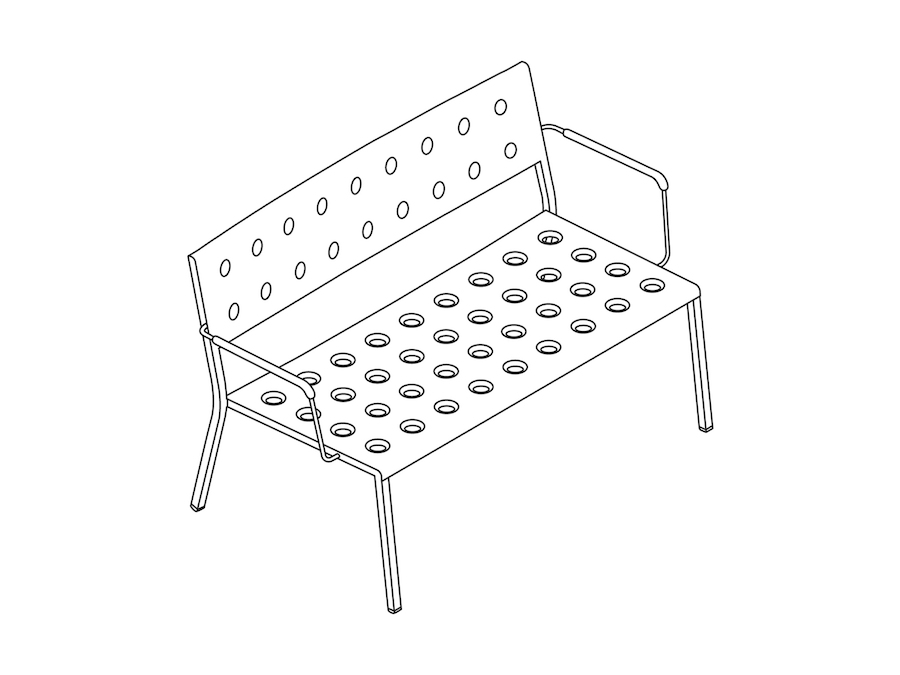 A line drawing - Balcony Lounge Bench–With Arms