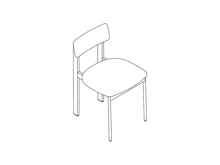 Een lijntekening - Betwixt-stoel–zonder armleuningen–kurk