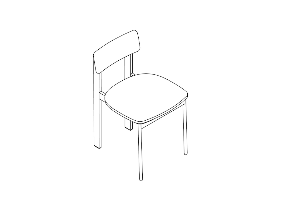 线描图 - Betwixt座椅–无扶手–木质