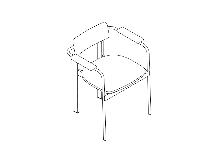 A line drawing - Betwixt Chair–With Arms–Wood