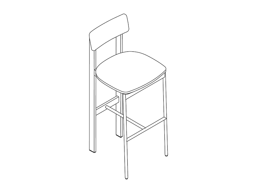 A line drawing - Betwixt Stool–Bar Height–Wood