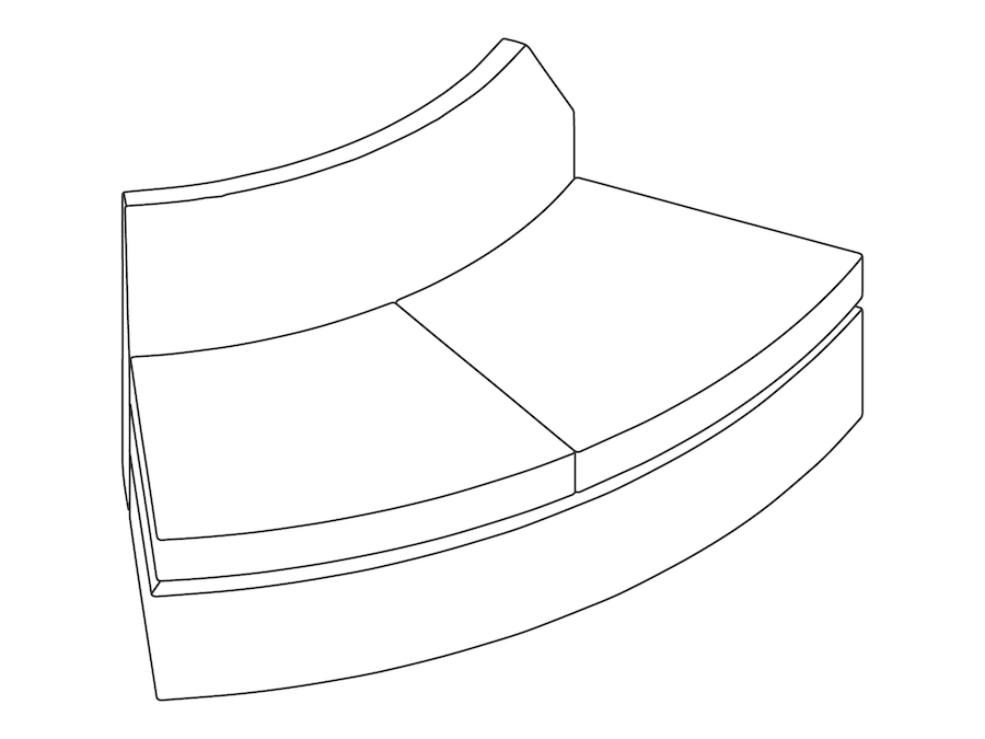 A line drawing - Bevel Curved Settee–Outside Curve