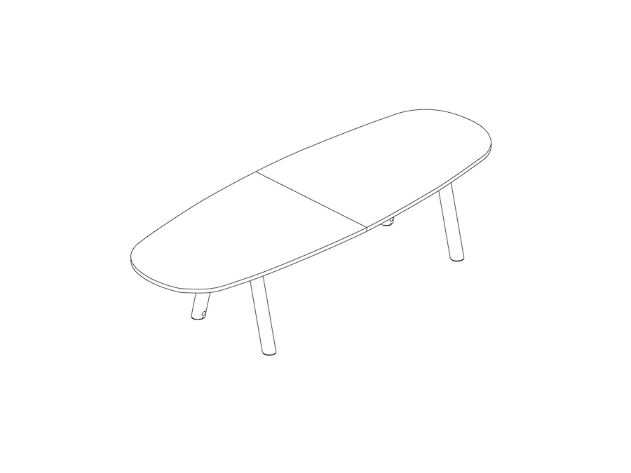 A line drawing - Boa Table–Boat–Seated Height