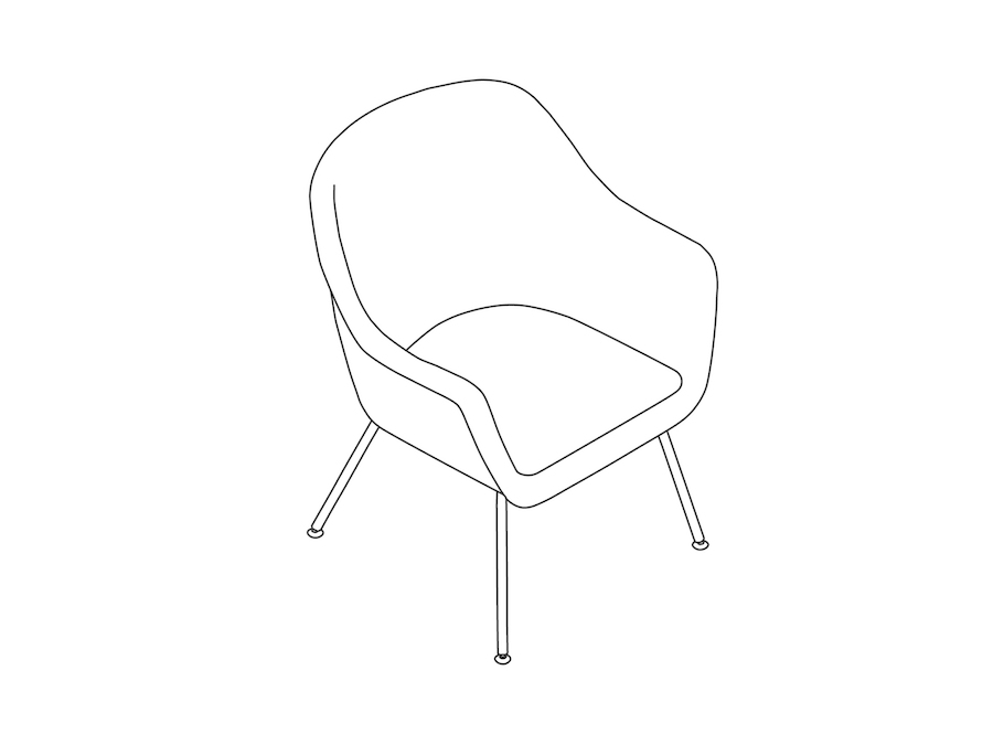 线描图 - Bumper 单椅–4 腿底座