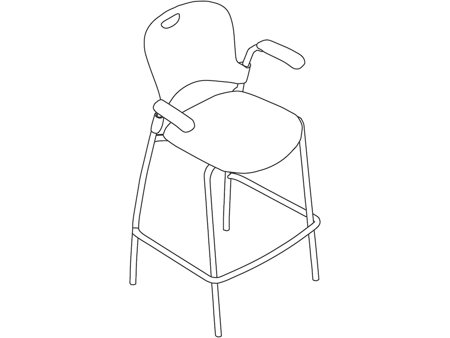 A line drawing - Caper Stacking Stool–Bar Height