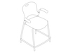 Dessin au trait : Tabouret haut empilable Caper – Hauteur comptoir