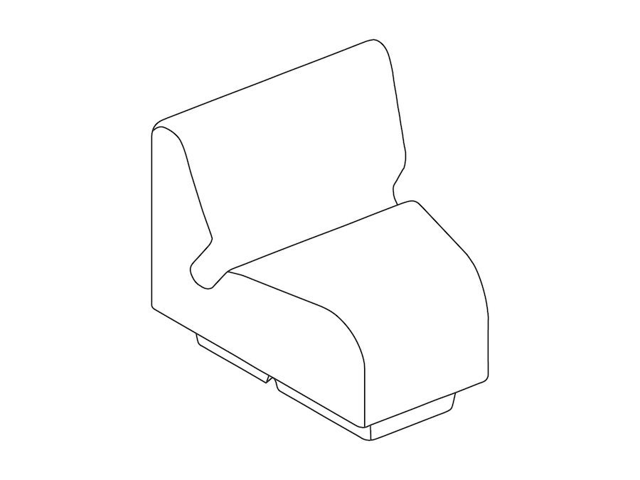 A line drawing - Chadwick Modular Seating–Inside Wedge–22.5 Degree