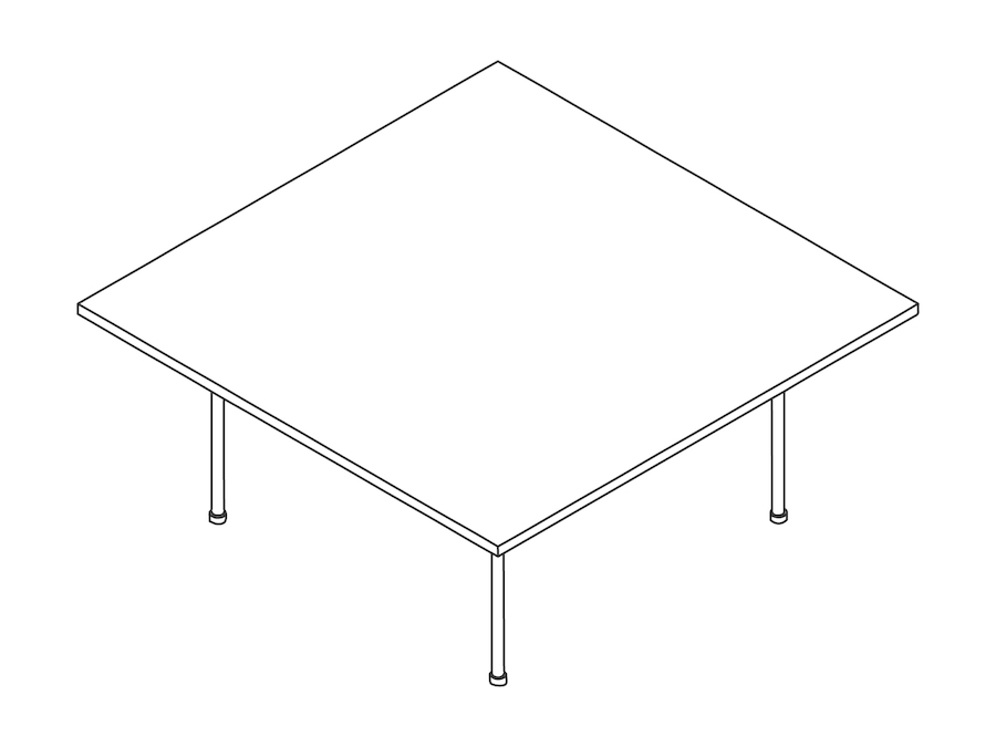 Dessin au trait : Table Claw – carrée