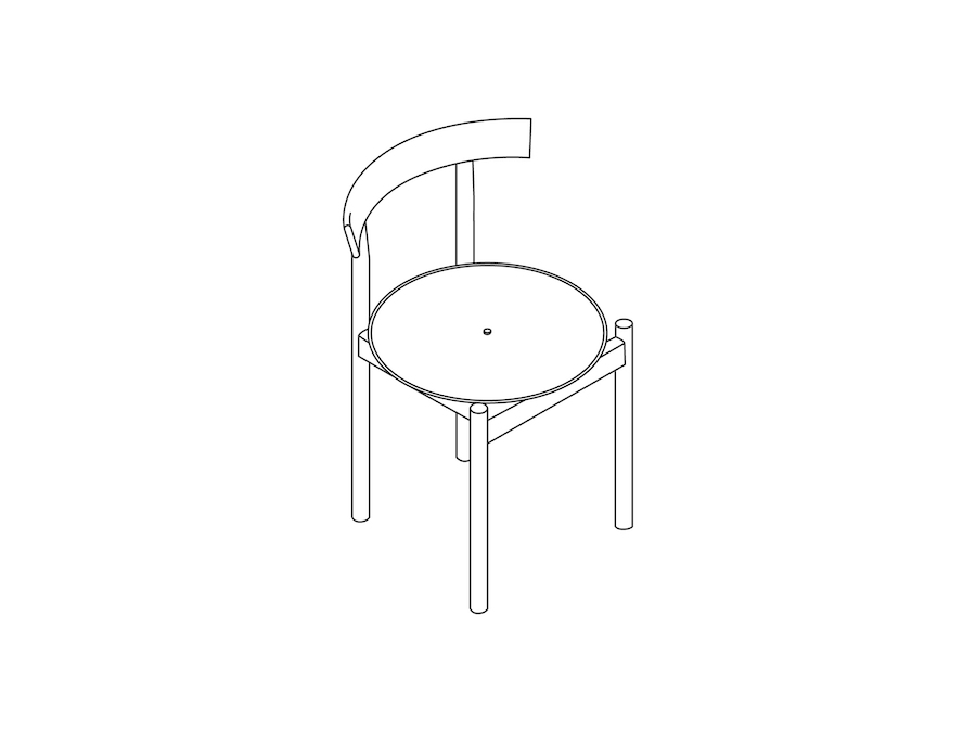 Een lijntekening - Comma-stoel – zonder armleuningen – gestoffeerde zitting