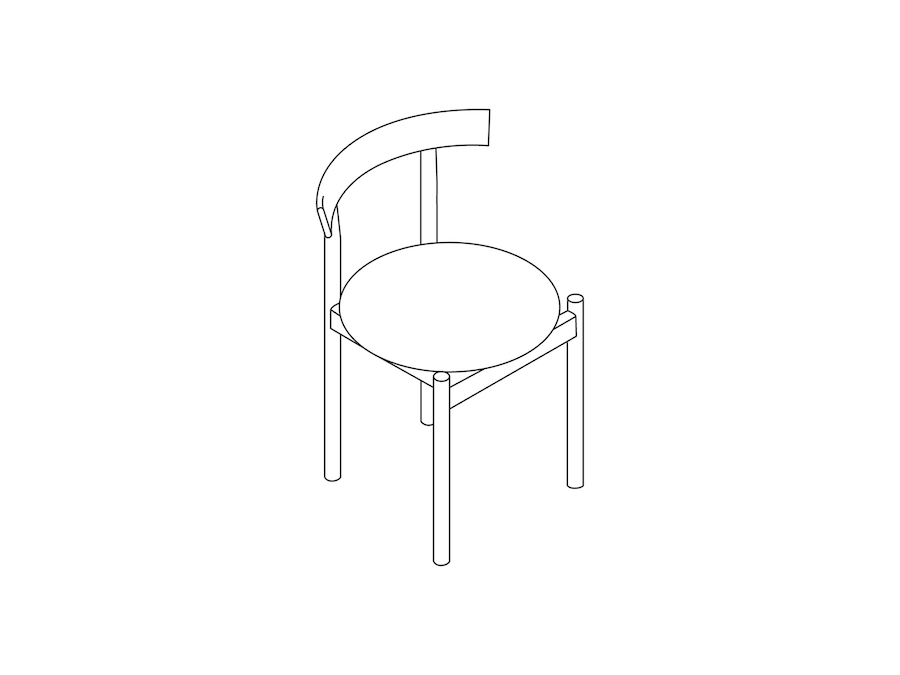 线描图 - Comma座椅 – 无扶手 – 实木椅座