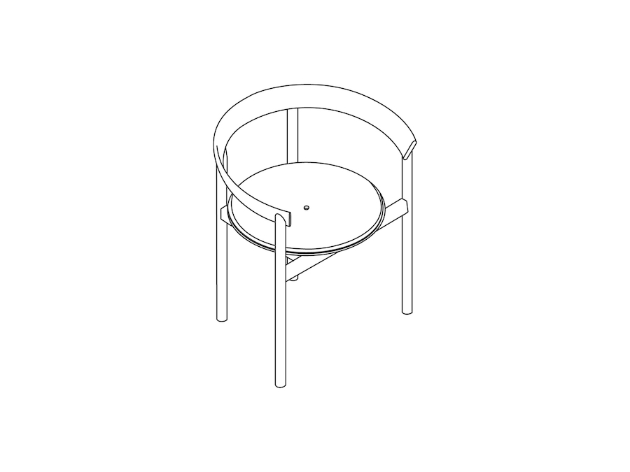 A line drawing - Comma Chair–With Arms–Upholstered Seat