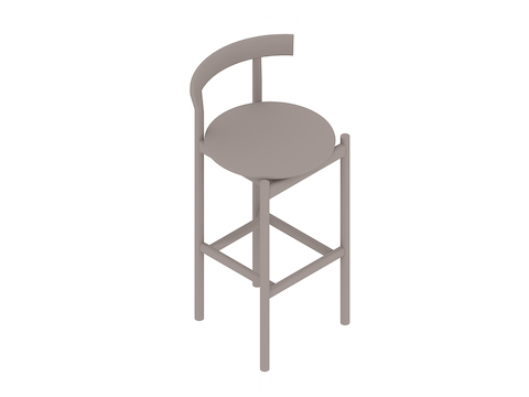 Uma renderização genérica - Banqueta Comma – Altura de bar – Assento em madeira