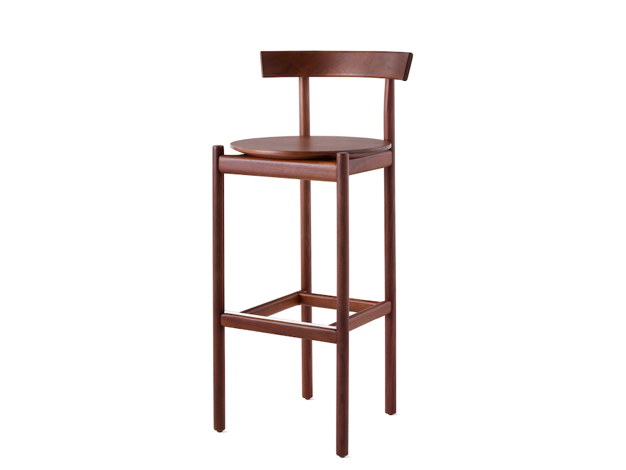 A photo - Comma Stool–Bar Height–Wood Seat