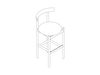 Eine Zeichnung - Comma Hocker – Barhöhe – Holz-Sitzfläche