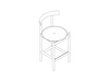 Eine Zeichnung - Comma Hocker – Tischhöhe – gepolsterte Sitzfläche