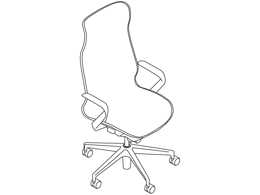 Um desenho de linha - Cadeira Cosm–Encosto alto–Braços fixos