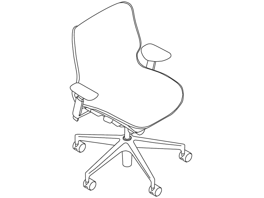 A line drawing - Cosm Chair–Low Back–Height Adjustable Arms