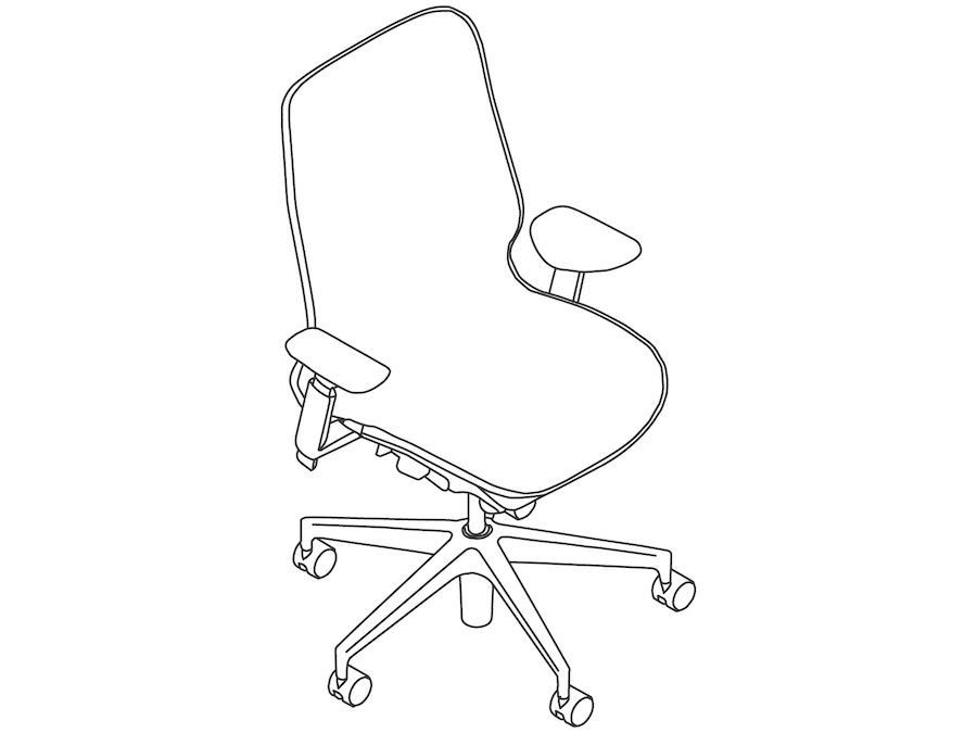 A line drawing - Cosm Chair–Mid Back–Height Adjustable Arms