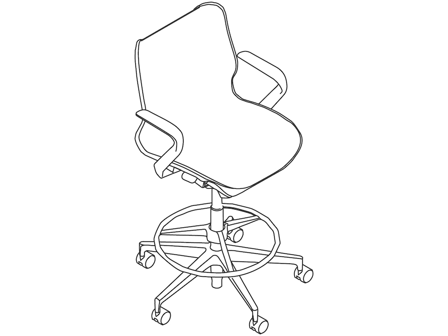 线描图 - Cosm凳子–低靠背–固定扶手