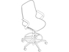 A line drawing - Cosm Stool–Mid Back–Fixed Arms