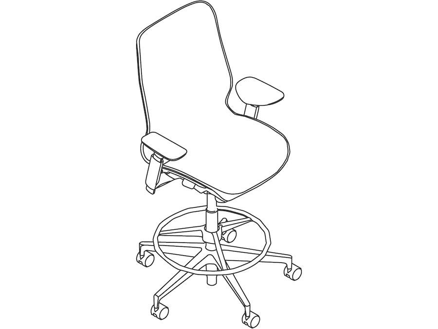 A line drawing - Cosm Stool–Mid Back–Height Adjustable Arms