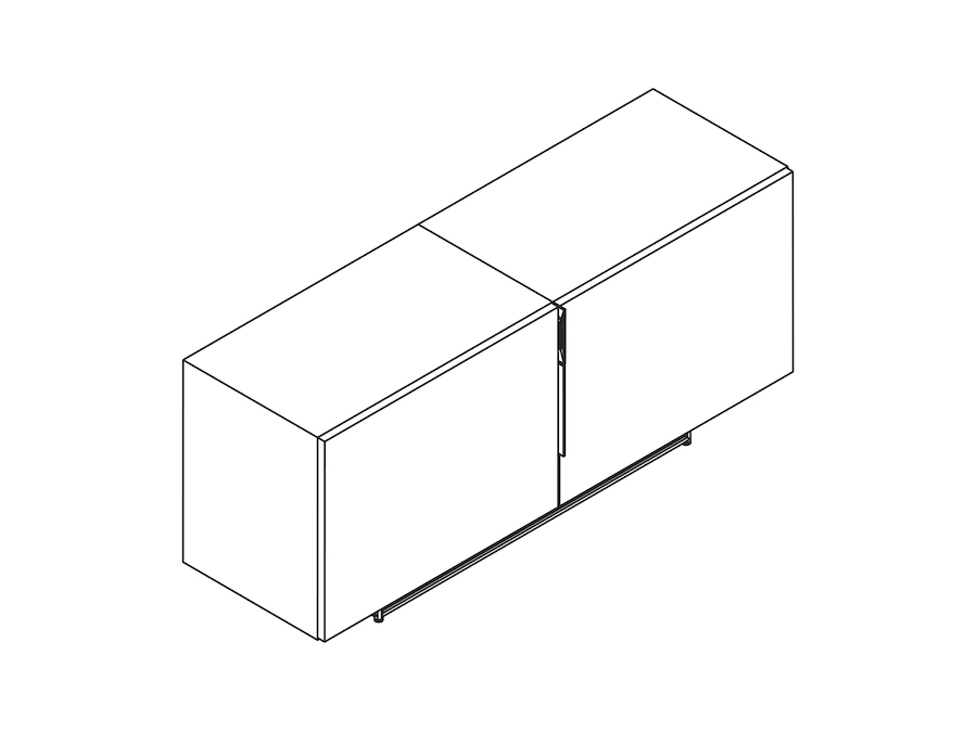 Um desenho de linha - Credenza Domino–2 unidades de largura