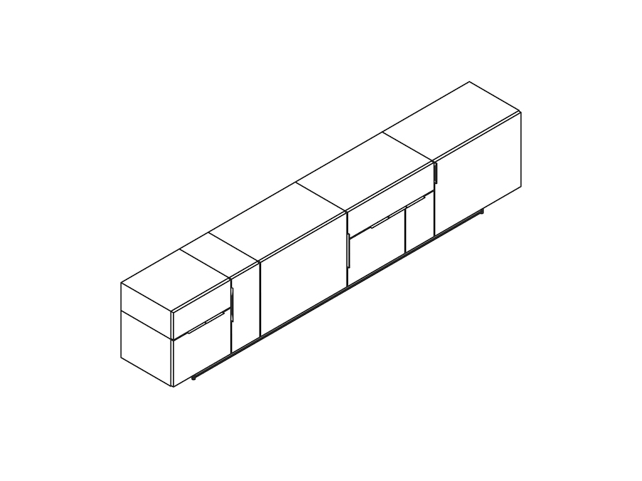 Um desenho de linha - Credenza Domino–4 unidades de largura