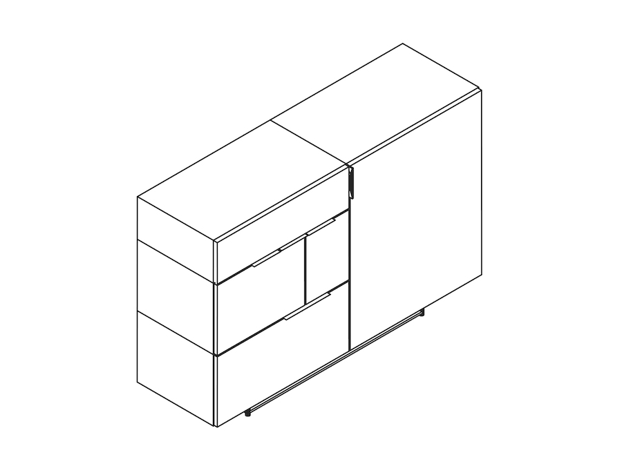 线描图 - Domino地柜–2单元宽