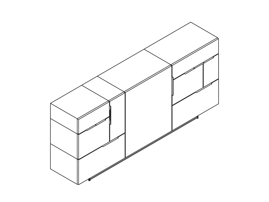 A line drawing - Domino Sideboard – 3 Units Wide