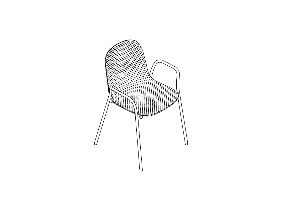 A line drawing - 13Eighty Chair–With Arms