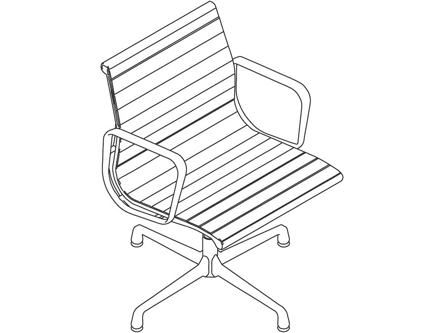 A line drawing - Eames Aluminium Group Side Chair–With Arms