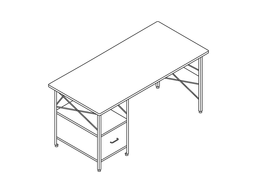 A line drawing - Eames Desk–Storage Left