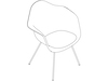 A line drawing - Eames Moulded Fibreglass Armchair–4-Leg Base–Upholstered Seat Pad
