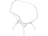 Um desenho de linha - Cadeira com braços Eames Molded Fiberglass – Pés de cavilha – Totalmente estofada