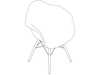线描图 - Eames模压玻璃纤维扶手椅–木质底座–无软垫