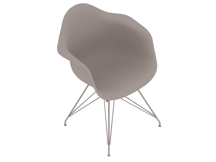 通用渲染图 - Eames模压玻璃纤维扶手椅–木质底座–带软垫的坐垫