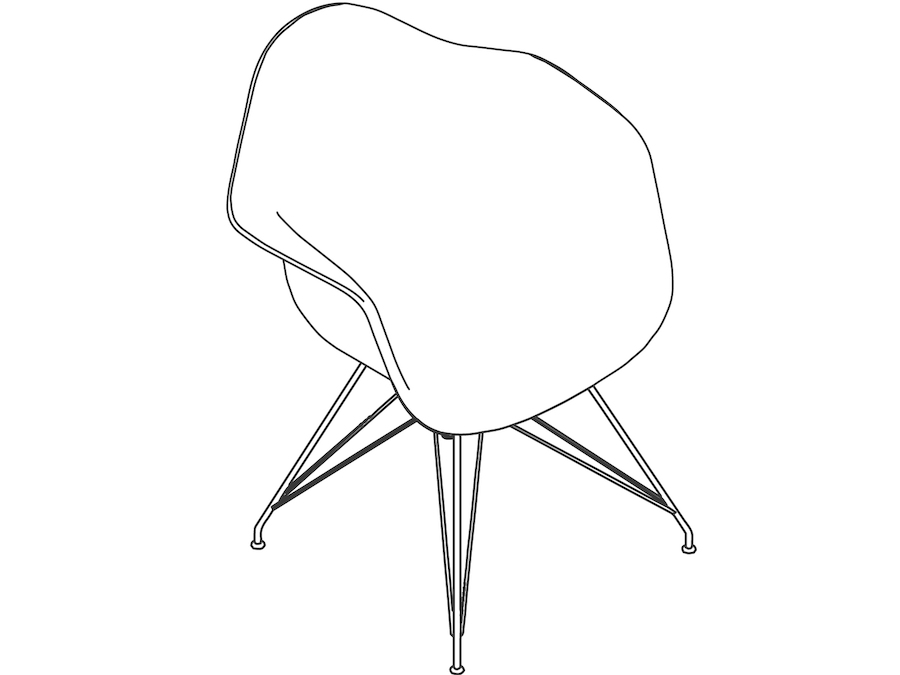 Um desenho de linha - Cadeira com braços Eames Molded Fiberglass – Base de arame – Totalmente estofada