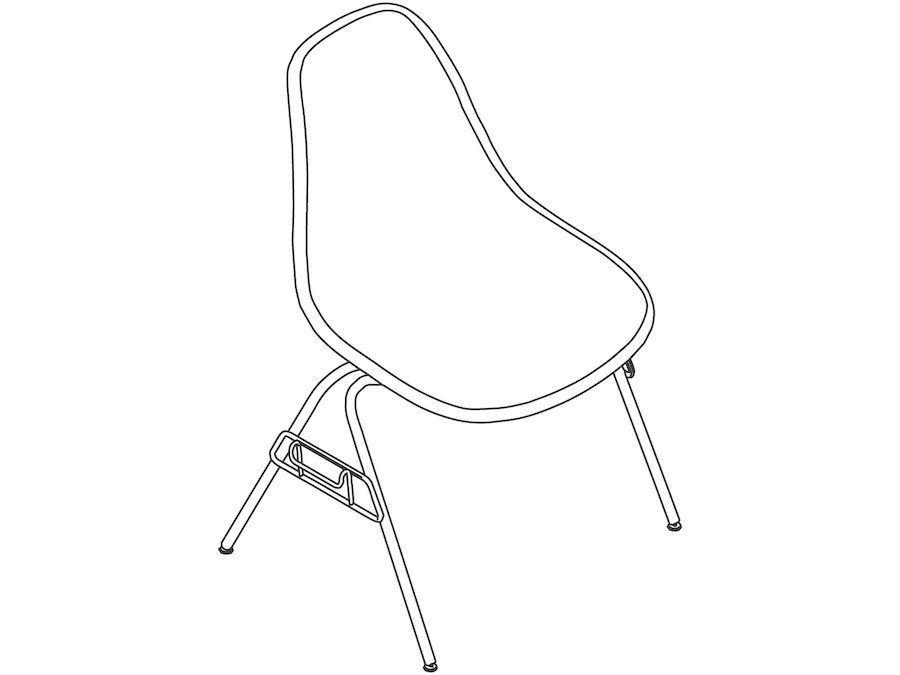 线描图 - Eames模压玻璃纤维单椅–堆叠式底座