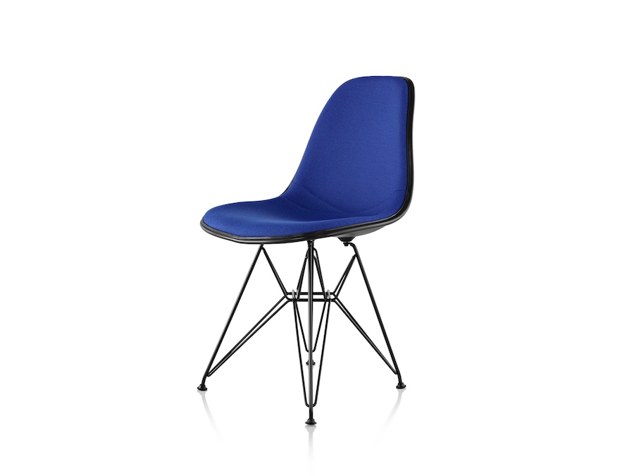 A photo - Eames Molded Fiberglass Side Chair–Wire Base–Fully Upholstered