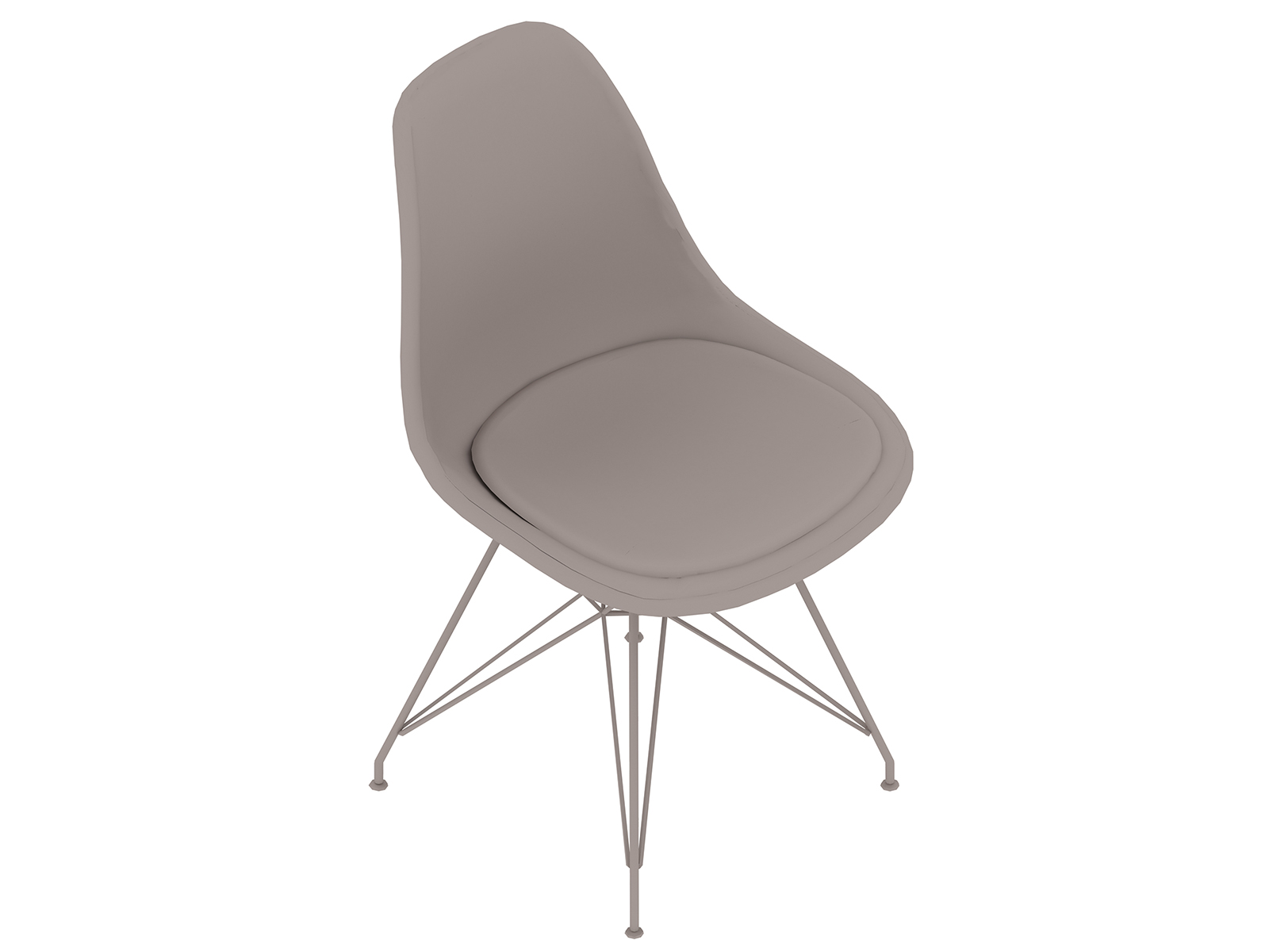 A generic rendering - Eames Moulded Fibreglass Side Chair–Wire Base–Upholstered Seat Pad