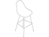 A line drawing - Eames Molded Fiberglass Stool–Bar Height–Fully Upholstered