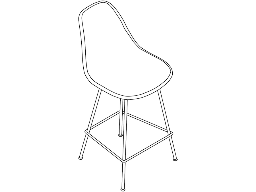 A line drawing - Eames Molded Fiberglass Stool–Counter Height–Fully Upholstered
