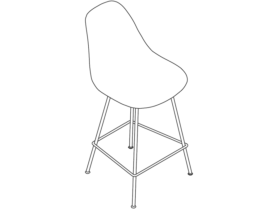 A line drawing - Eames Molded Fiberglass Stool–Counter Height–Nonupholstered