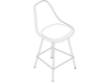 A line drawing - Eames Molded Fiberglass Stool–Counter Height–Upholstered Seat Pad